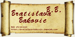 Bratislava Baković vizit kartica